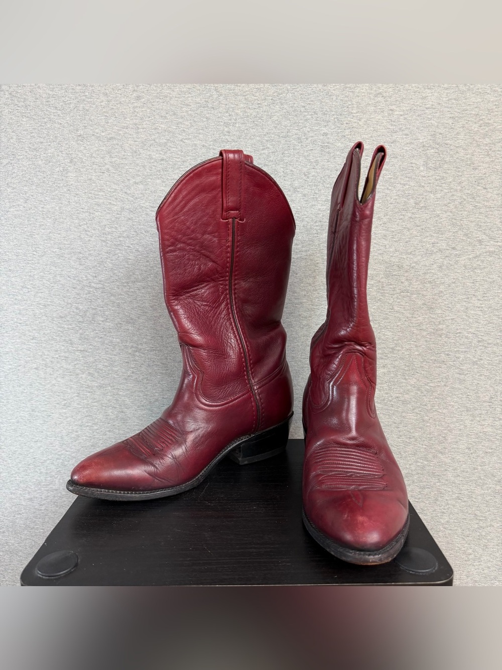 Vintage Caborca El General Men’s Western Cowboy Boots Burgundy Size 8 EE Mexico